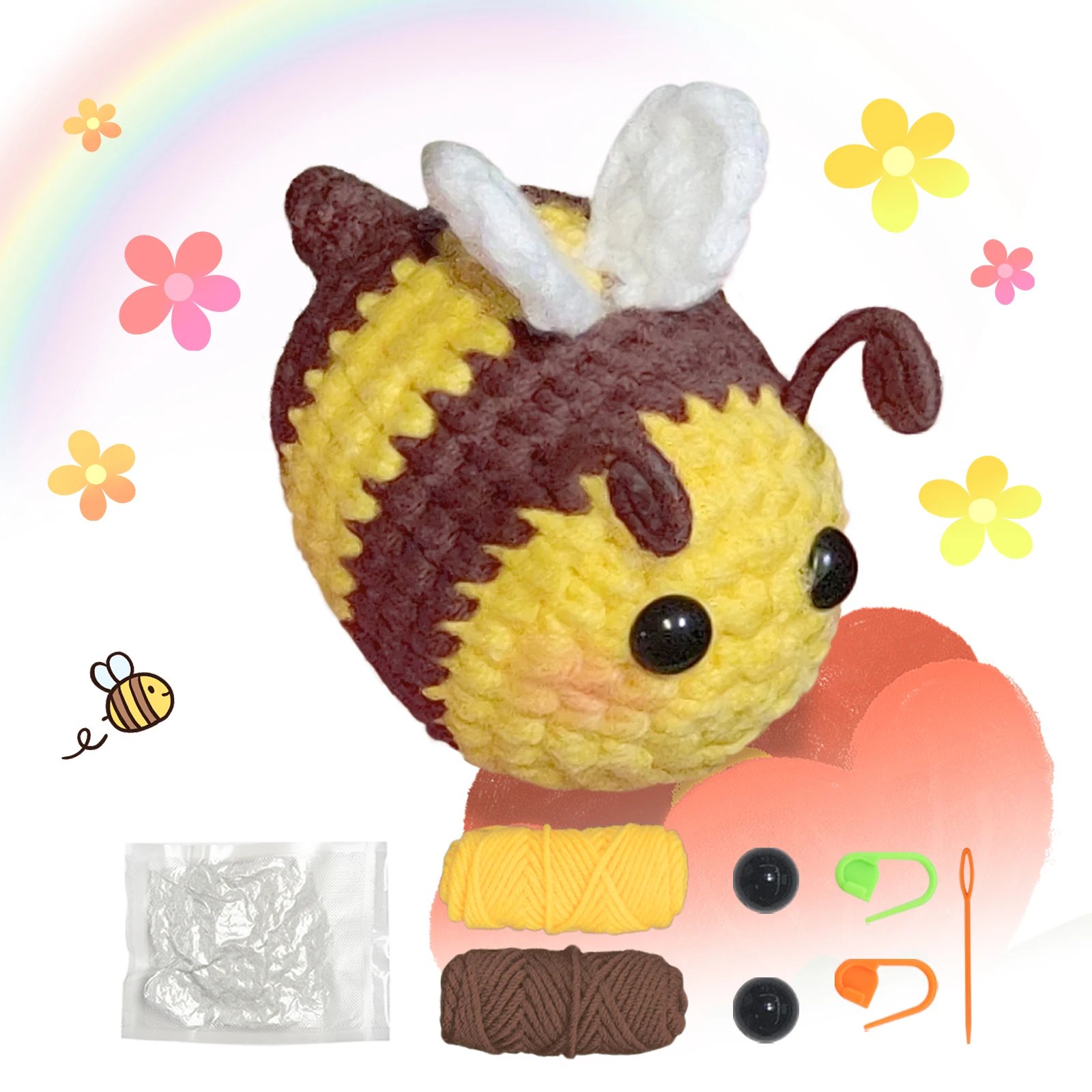 1pc bee Crochet Set for Beginners,Include Step-by-Step Video Tutorials(Accessories In Random Color)
