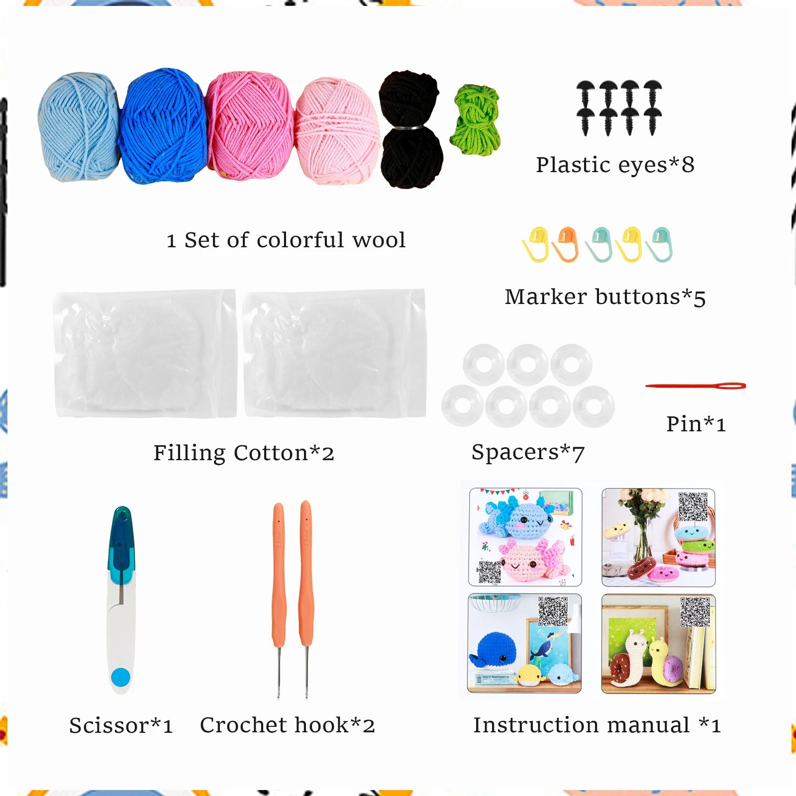 Crochet Kit for Beginners Complete Crochet Animal Knitting Kit Adorable Elephant Crochet Starter Pack with Wool Stuffing Crochet - Image 5