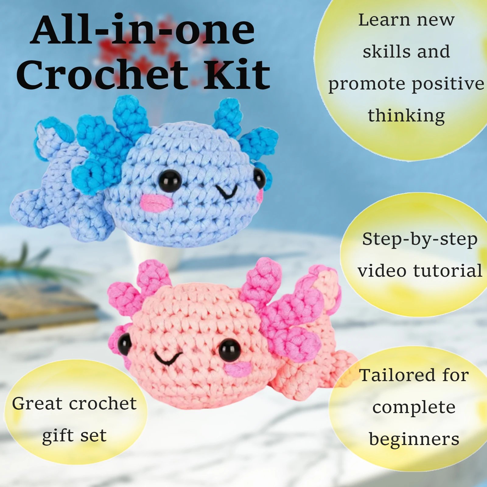 Crochet Kit for Beginners Complete Crochet Animal Knitting Kit Adorable Elephant Crochet Starter Pack with Wool Stuffing Crochet - Image 2