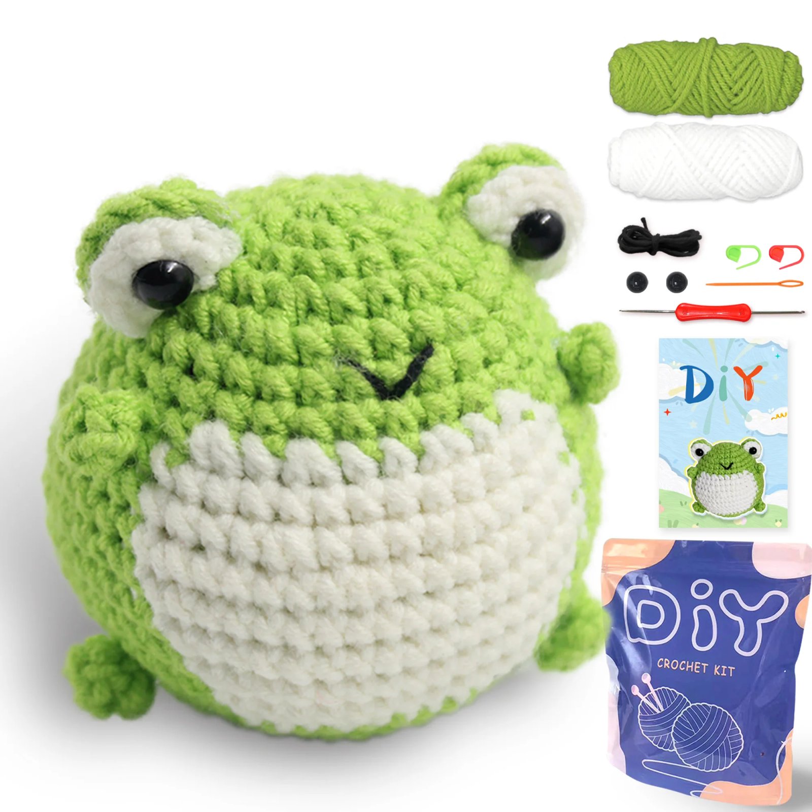 YAMAXIN Frog DIY Crochet Kit for Beginners Easy Craft Tool Set with Small Octopus Themed Design Knitting Arts And Crafts Project