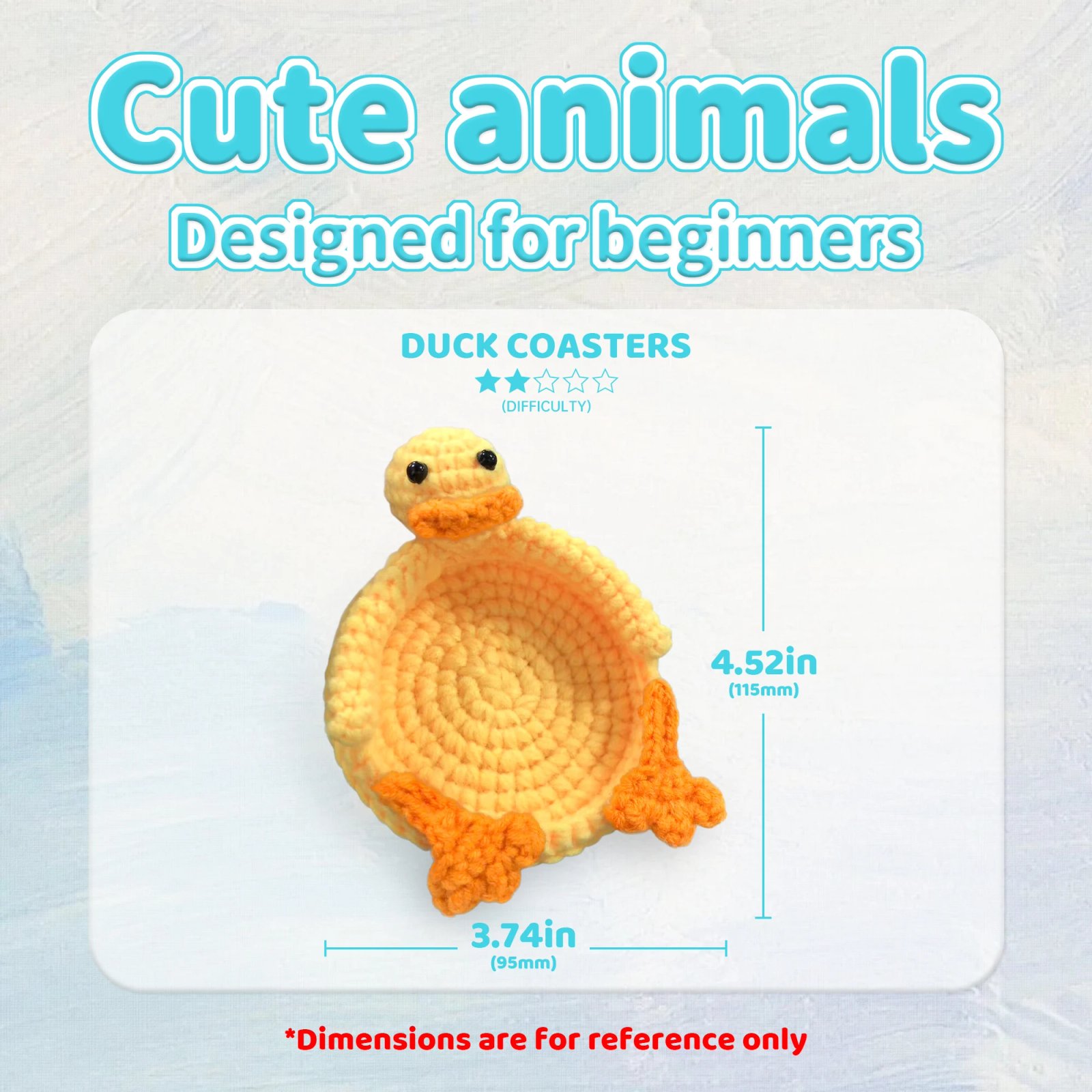 1pcs, Duck Coasters Crochet Set for Beginners, Starter Kit with Step-by-Step Video Tutorials, DIY Knitting Craft Supplies Gift - Image 2