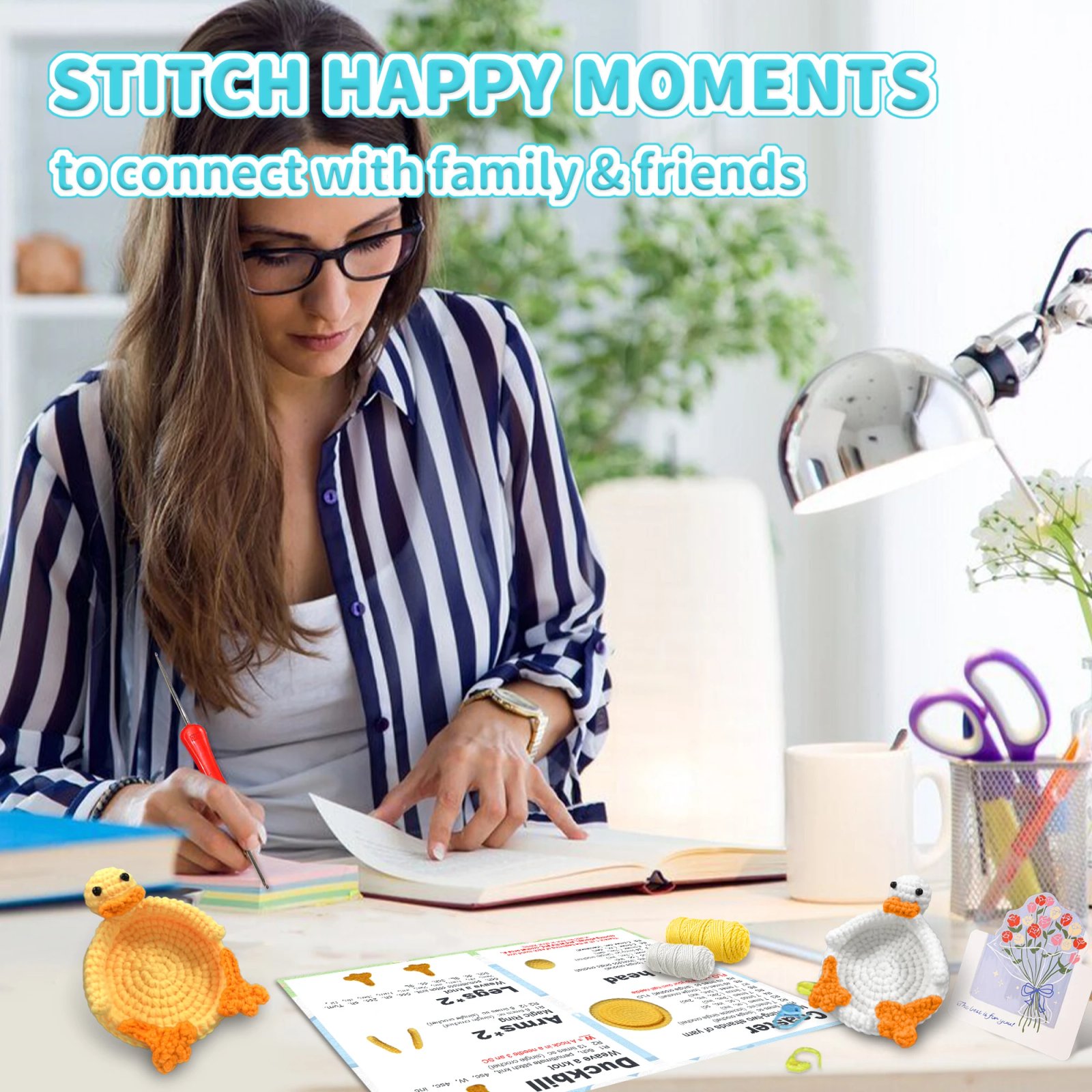 1pcs, Duck Coasters Crochet Set for Beginners, Starter Kit with Step-by-Step Video Tutorials, DIY Knitting Craft Supplies Gift - Image 3