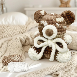 YAMAXIN 1PC Khaki Bear Theme Crochet Kit for Beginners - DIY Craft Tool Set with Knitting Arts And Crafts Project