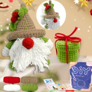 YAMAXIN 2PC Christmas Themed Crochet Kit for Beginners Easy Craft Tool Set Knitting Arts And Crafts Project