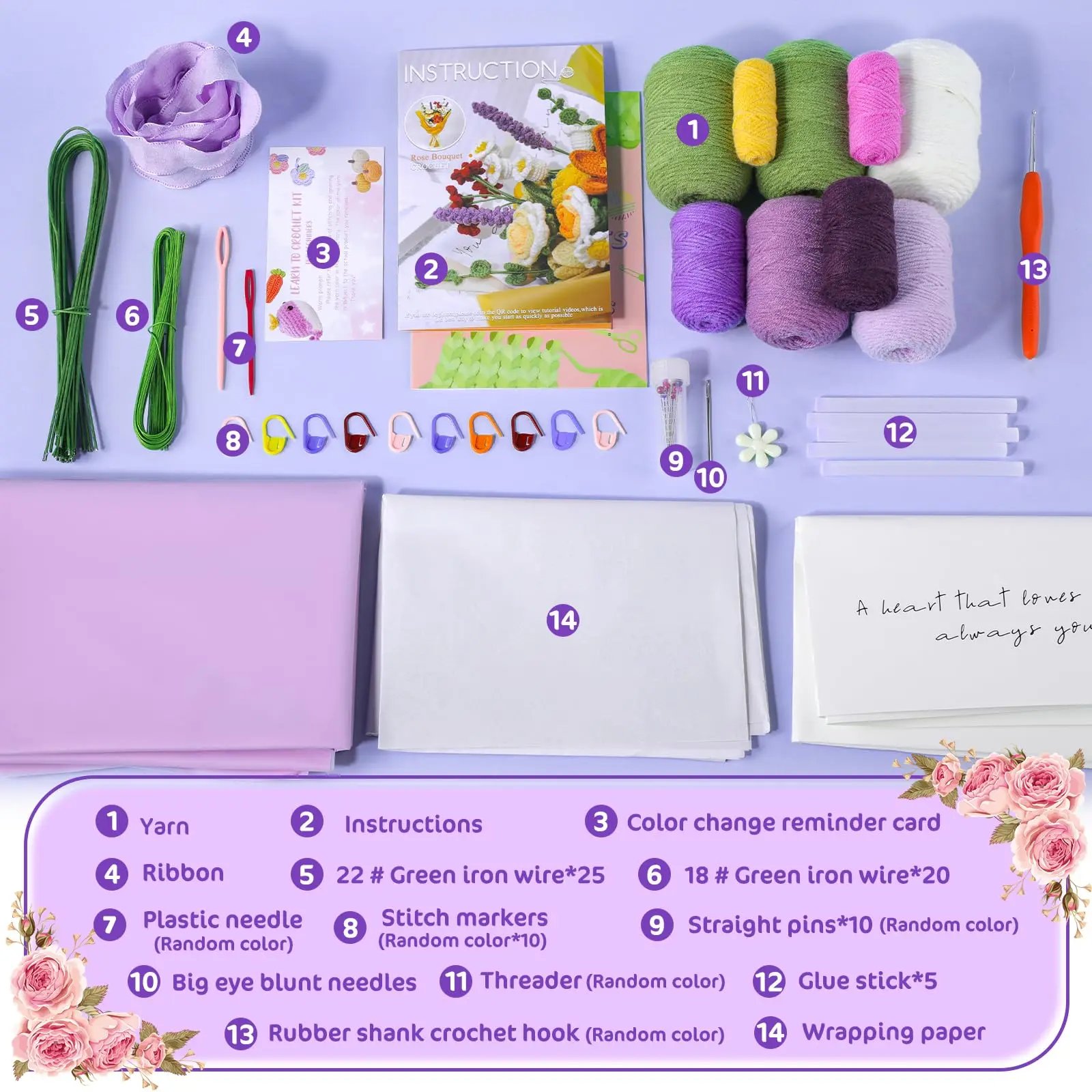 Fenrry Flower Bouquet Crochet Kit Rose Crochet Kit for Beginners with Step-by-Step Video Tutorials for Present and Home Decor - Image 2