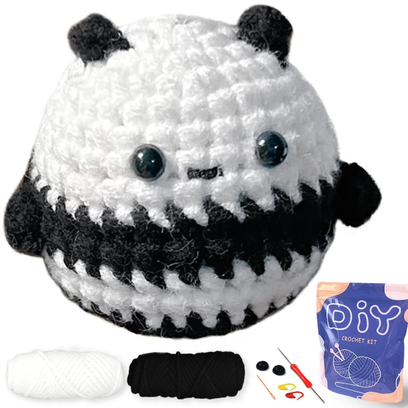 YAMAXIN 1pc Panda Ball Crochet Needle DIY Kit - Beginner Craft Tool Set for Novices Easy Arts And Crafts Knitting