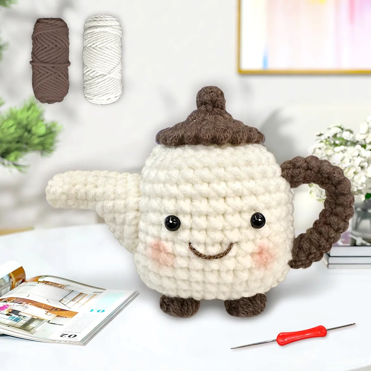 YAMAXIN 1PC DIY Crochet Kit for Beginners Tea Pot Themed Easy Craft Knitting Project Arts & Crafts Tool Set - Image 6