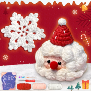 YAMAXIN 2PC Christmas Cake Themed Crochet Kit for Beginners Easy Craft Tool Set Knitting Arts And Crafts Project