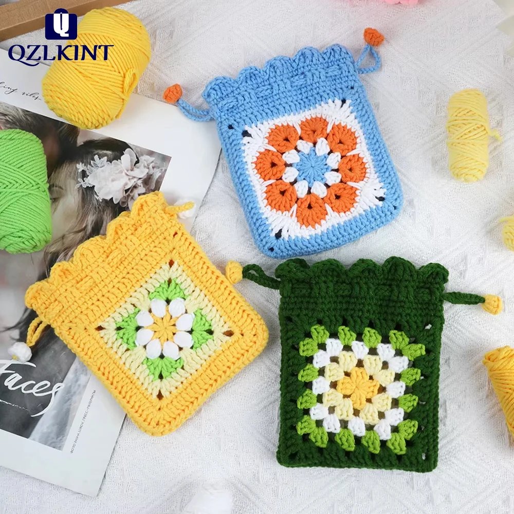 New Crochet Material Bag DIY Handmade Woven Bag Yarn For Beginner's With Teaching Videos Crochet Yarn Bag Knit Accessories