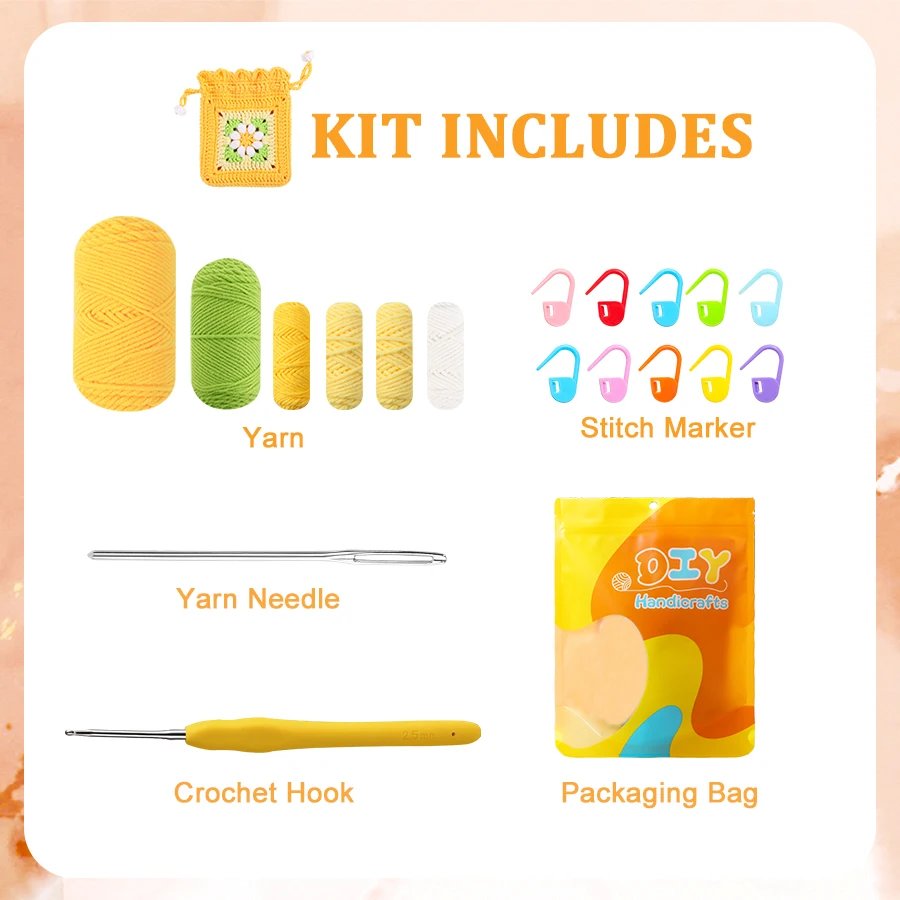 New Crochet Material Bag DIY Handmade Woven Bag Yarn For Beginner's With Teaching Videos Crochet Yarn Bag Knit Accessories - Image 2