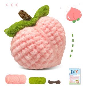 1PC Peach Crochet Set for Beginners,Include Step-by-Step Video Tutorials(Accessories In Random Color)
