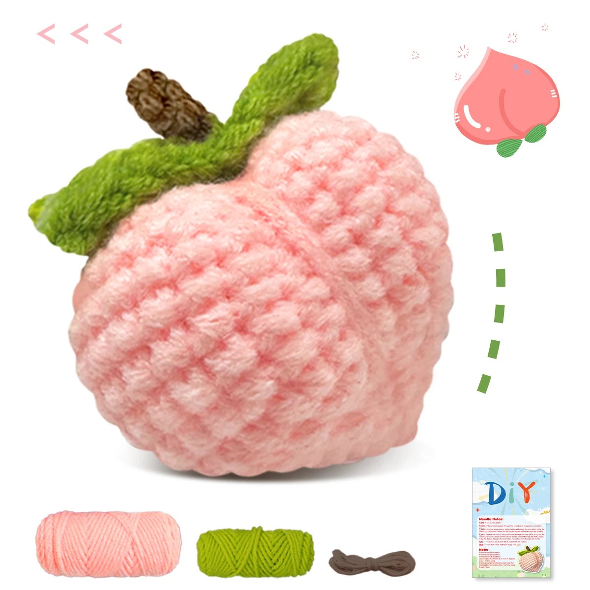 1PC Peach Crochet Set for Beginners,Include Step-by-Step Video Tutorials(Accessories In Random Color)