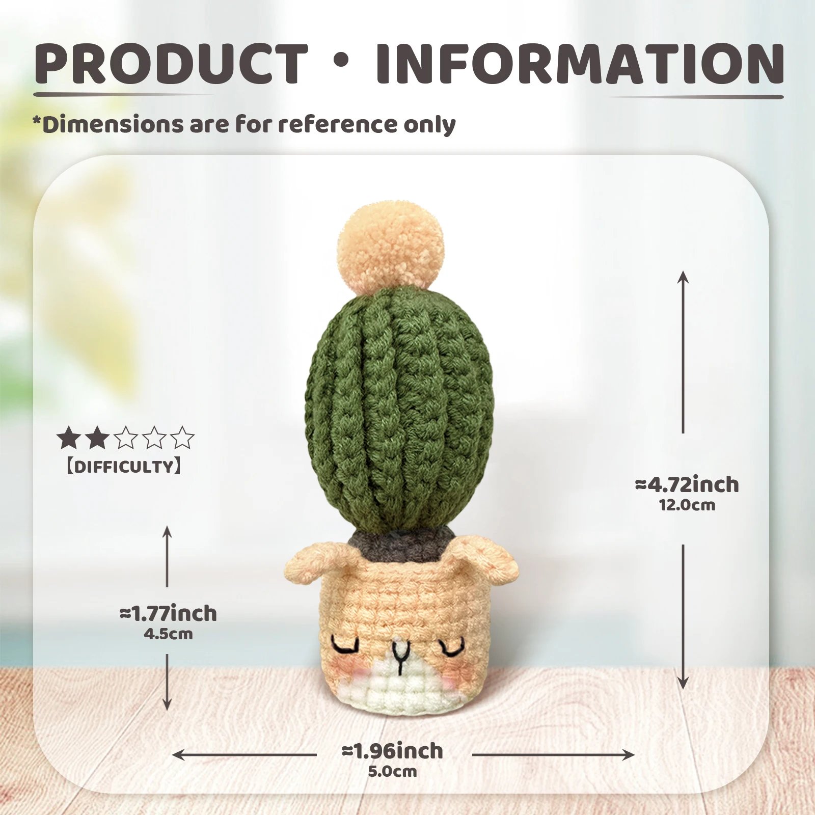 YAMAXIN DIY Crochet Kit for Beginners Easy Craft Tool Set with Animal Cactus Themed Design Knitting Arts And Crafts Project - Image 2