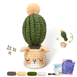 YAMAXIN DIY Crochet Kit for Beginners Easy Craft Tool Set with Animal Cactus Themed Design Knitting Arts And Crafts Project