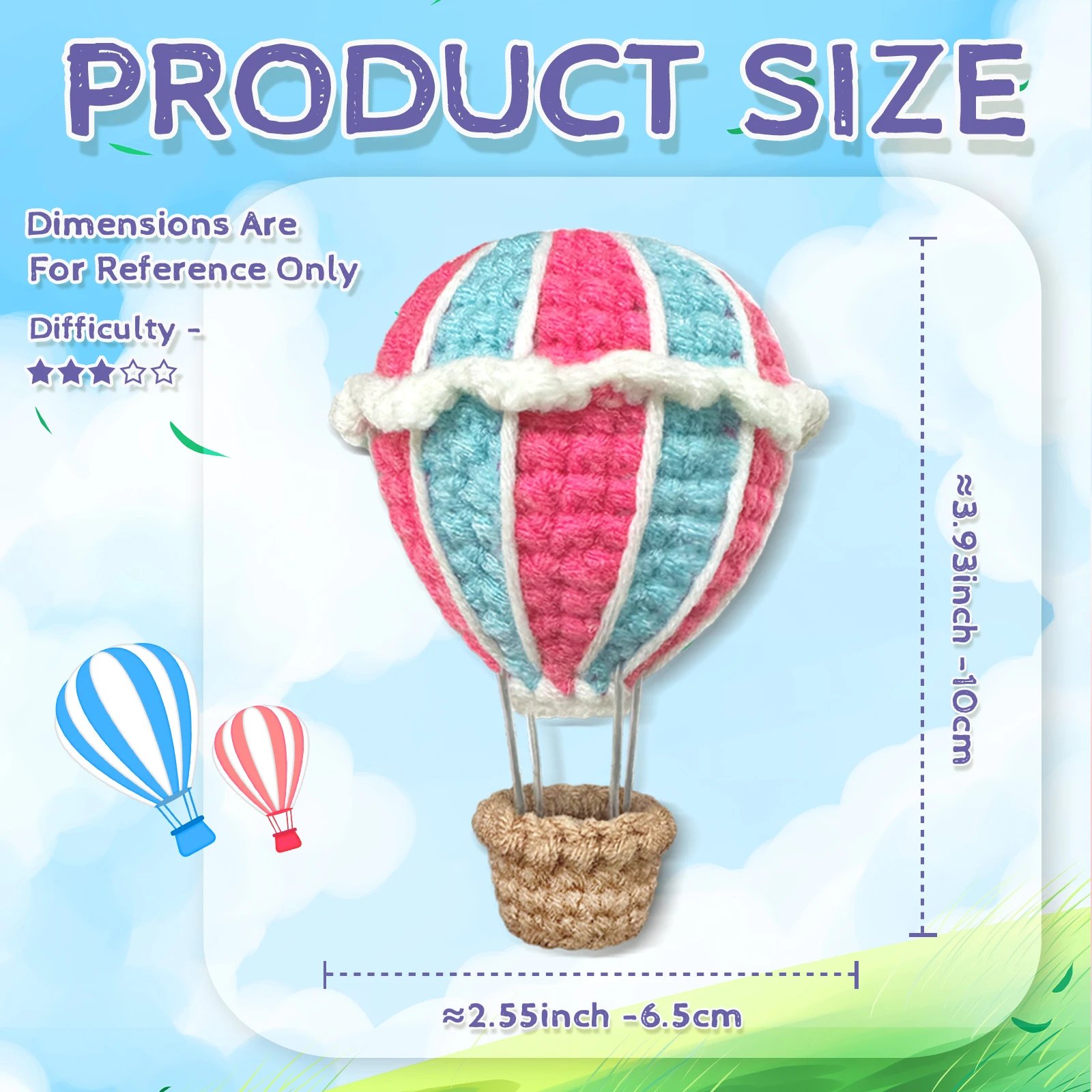 YAMAXIN1PC Hot Air Balloon Themed Crochet Kit for Beginners Easy Craft Tool Set Knitting Arts And Crafts Project - Image 2