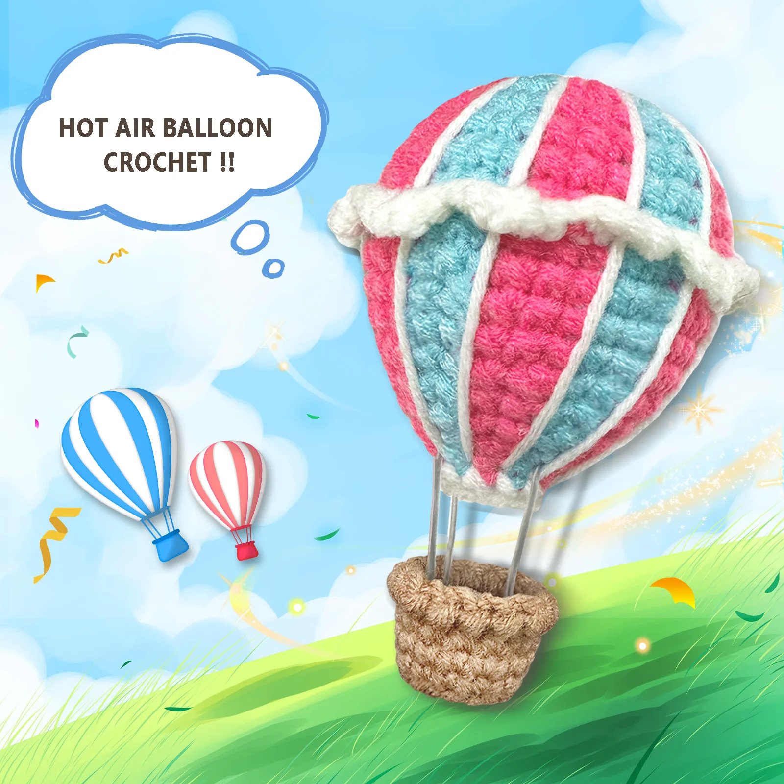 YAMAXIN1PC Hot Air Balloon Themed Crochet Kit for Beginners Easy Craft Tool Set Knitting Arts And Crafts Project - Image 6