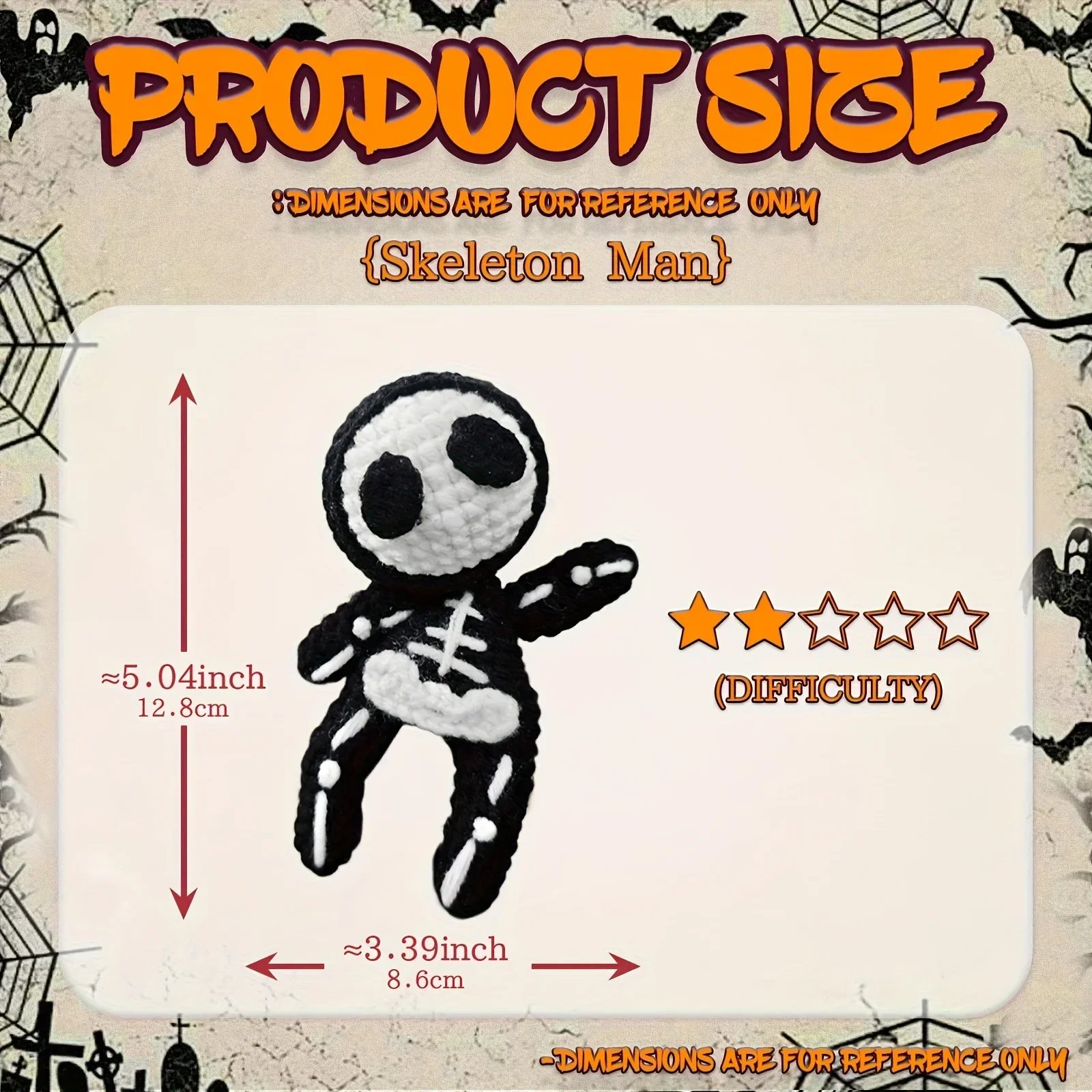 1pc Small Skull Crochet Kit, Halloween Fabric, Beginner's Crochet Kit with Step-by-Step Video Tutorial And Yarn - Image 4