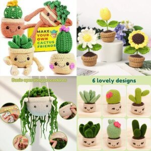 Crochet Kit for Beginners Starter Kits for Adults Craft Knitting with Step-by-Step Video Tutorials Hanging Potted Plants Family