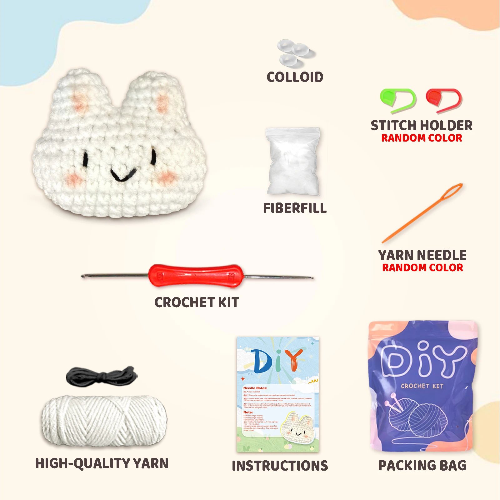 YAMAXIN Cute Animal Theme Crochet Kit for Beginners - DIY Craft Tool Set Easy Knitting Arts And Crafts Project - Image 3