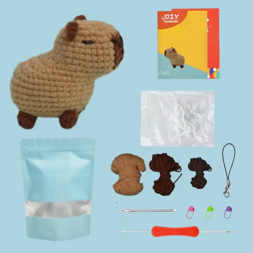 Capybara crochet Kit, Cute Animal Crochet Kit set Crochet kit for Beginners Christmas Gift Crochet Kit for craft lovers - Image 2