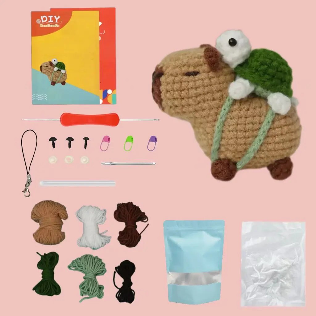 Capybara crochet Kit, Cute Animal Crochet Kit set Crochet kit for Beginners Christmas Gift Crochet Kit for craft lovers - Image 3