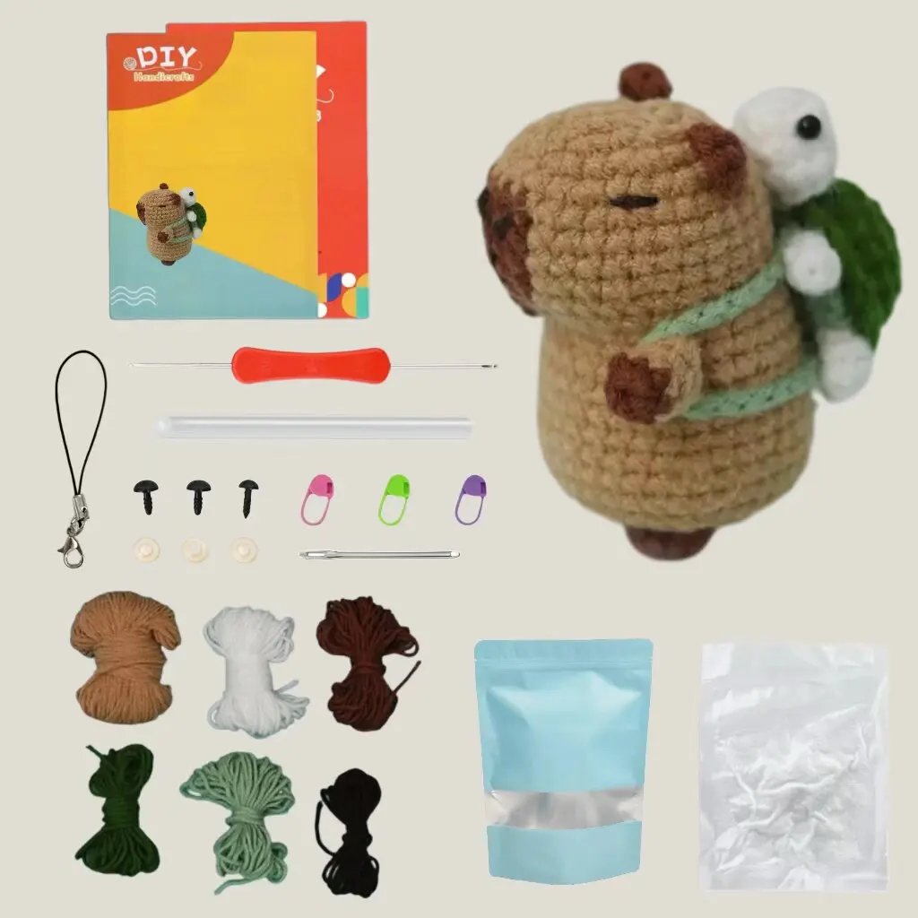 Capybara crochet Kit, Cute Animal Crochet Kit set Crochet kit for Beginners Christmas Gift Crochet Kit for craft lovers - Image 4