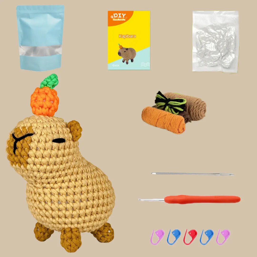 Capybara crochet Kit, Cute Animal Crochet Kit set Crochet kit for Beginners Christmas Gift Crochet Kit for craft lovers - Image 5