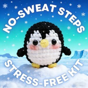 Beginner Penguin Amigurumi Crochet Kit - Cute Plush Starter Set