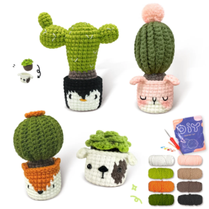 Beginner Crochet Kit Animal Cactus Theme - Easy DIY Plush with All Tools & Materials