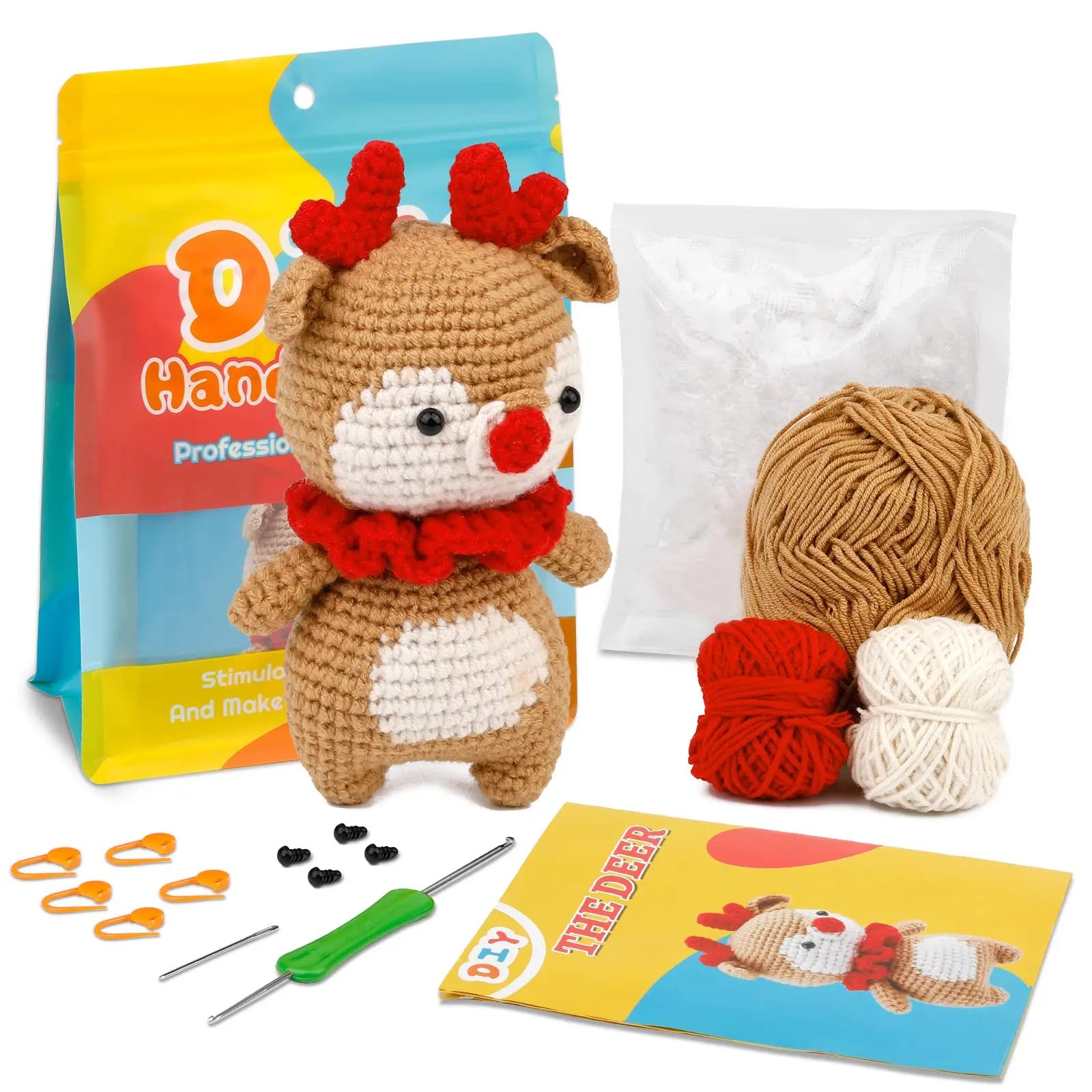 Beginner Crochet Kit Little Deer Amigurumi - Cute Animal Plush with Video Tutorial