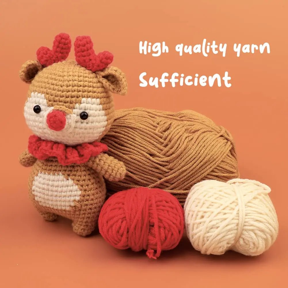 Beginner Crochet Kit Little Deer Amigurumi - Cute Animal Plush with Video Tutorial - Image 5