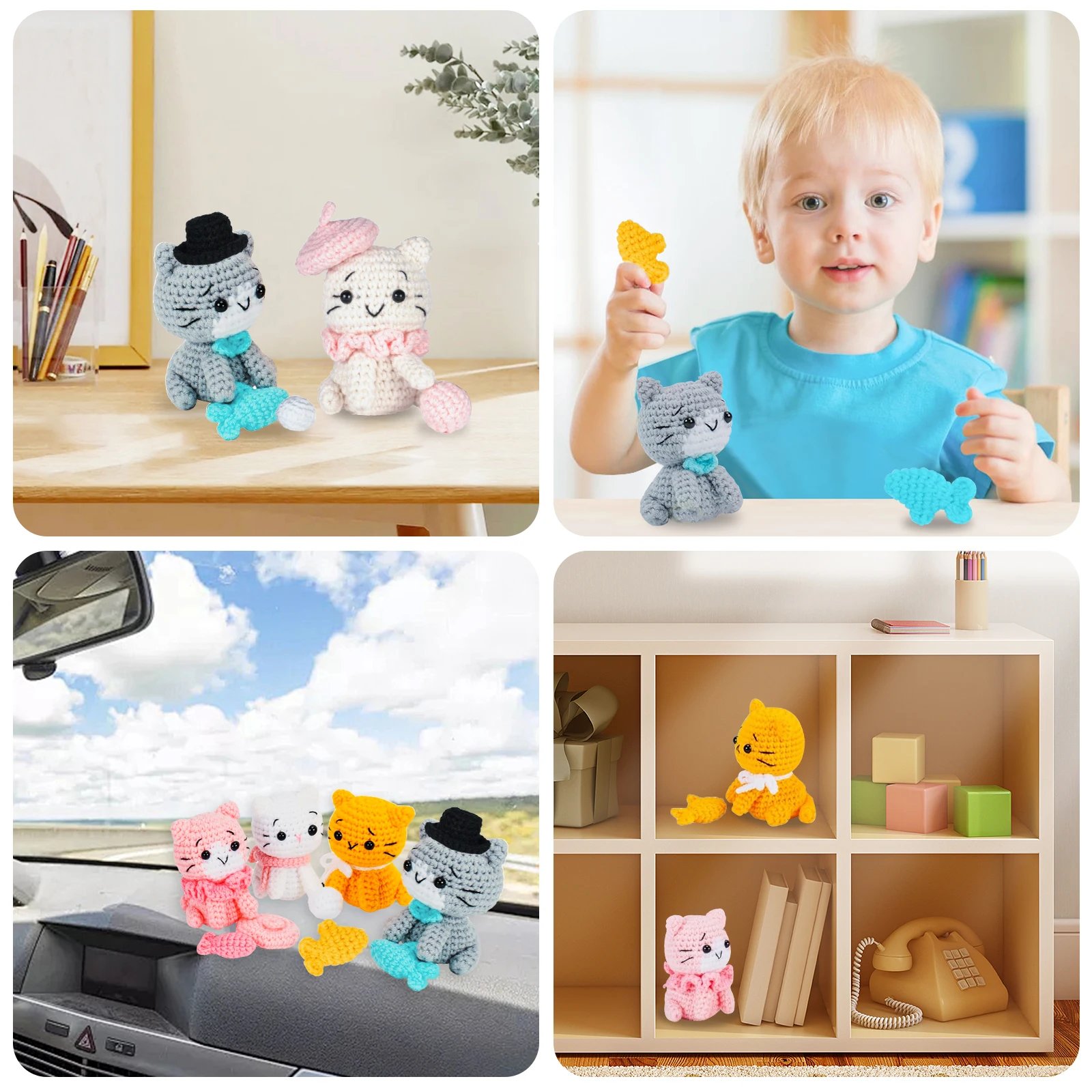 Beginner Crochet Kit Make 4 Adorable Cats - Yarn, Hooks, Tutorial Included - Image 6