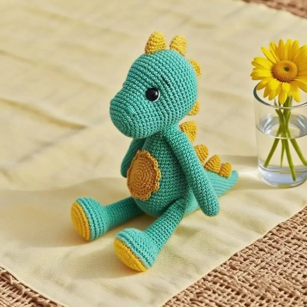 Dinosaur Crochet Kit for Beginners - Amigurumi Stuffed Toy with Video Tutorials