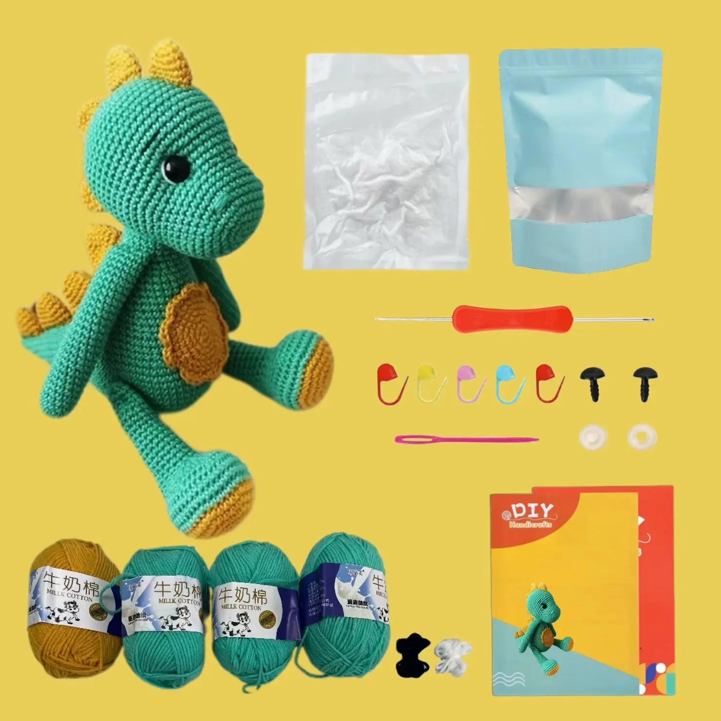 Dinosaur Crochet Kit for Beginners - Amigurumi Stuffed Toy with Video Tutorials - Image 5
