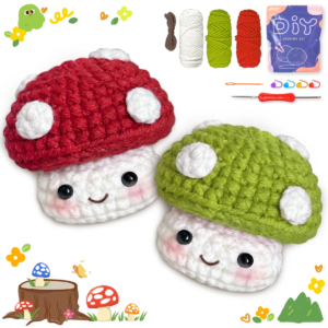 Small mushrooms,Perfect for Beginners, Includes Step-by-Step Video Tutorial,Cute Woven Craft for Delicious Food and Gift-Giving