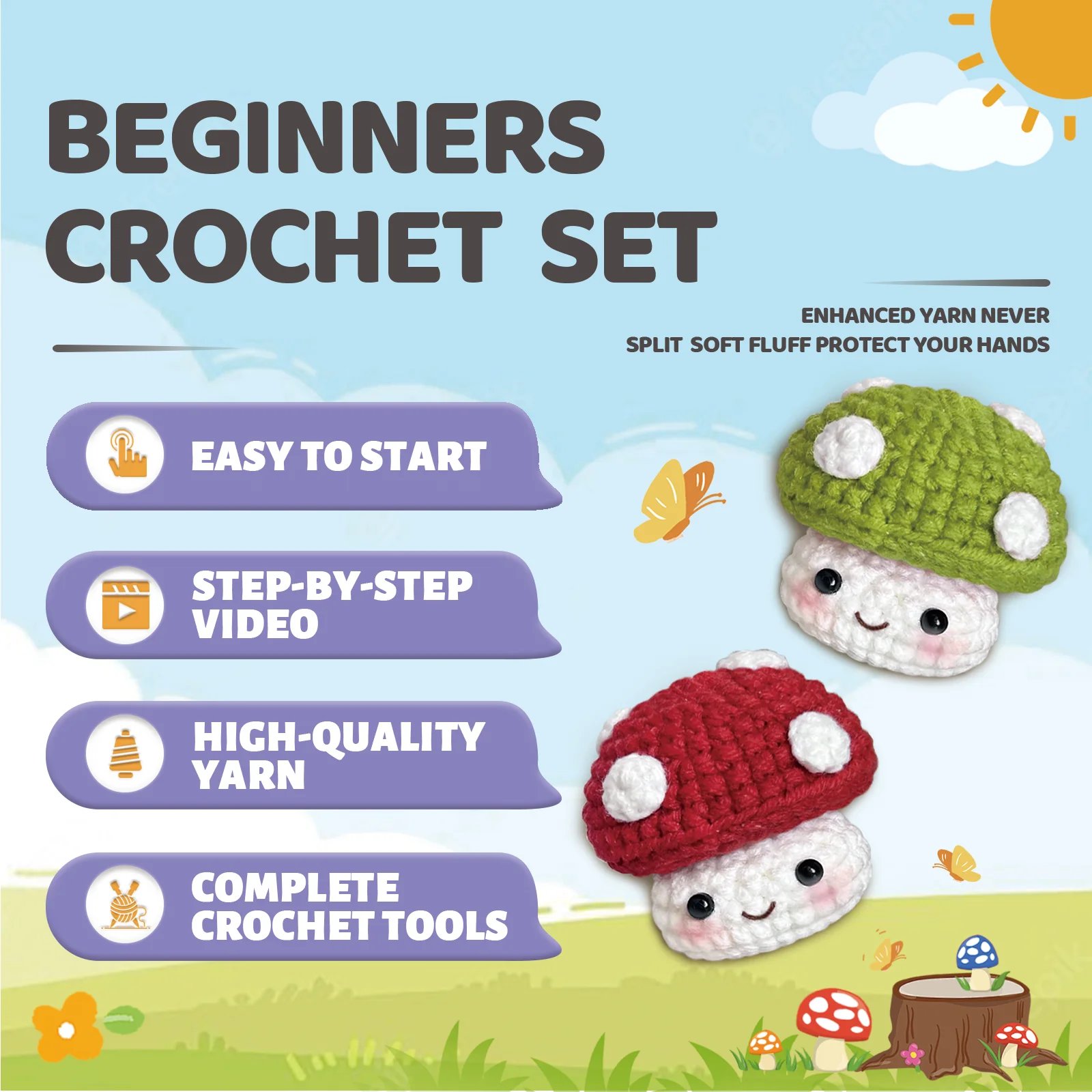 Small mushrooms,Perfect for Beginners, Includes Step-by-Step Video Tutorial,Cute Woven Craft for Delicious Food and Gift-Giving - Image 4