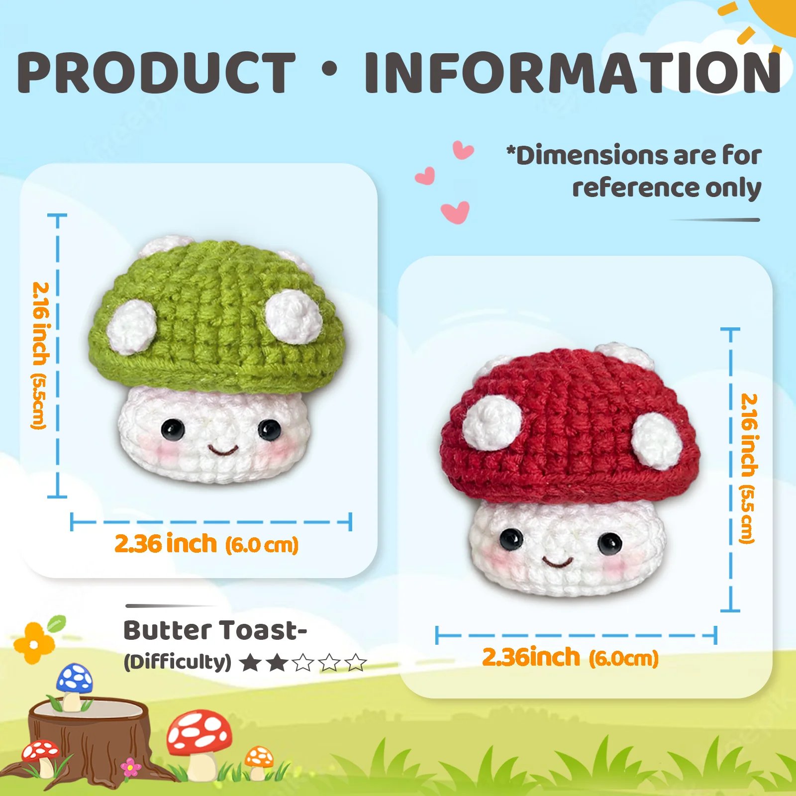 Small mushrooms,Perfect for Beginners, Includes Step-by-Step Video Tutorial,Cute Woven Craft for Delicious Food and Gift-Giving - Image 3