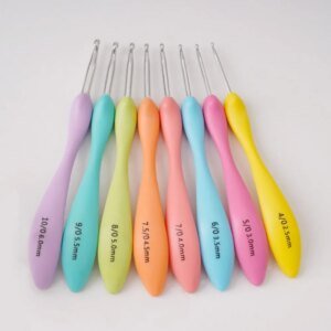 8Pcs Ergonomic Crochet Hook Sets Aluminum Crochet Hooks Knitting Needles Weave Yarn Diy Handmade Tools Kit