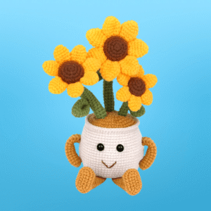 Beginner Sunflower Potted Crochet Kit – DIY Amigurumi Flower Pot with Video Tutorial