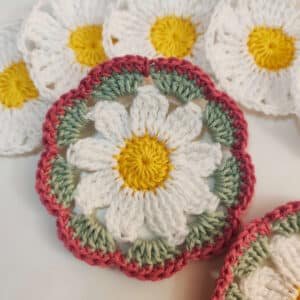 Crochet Daisy Flower Coaster Pattern