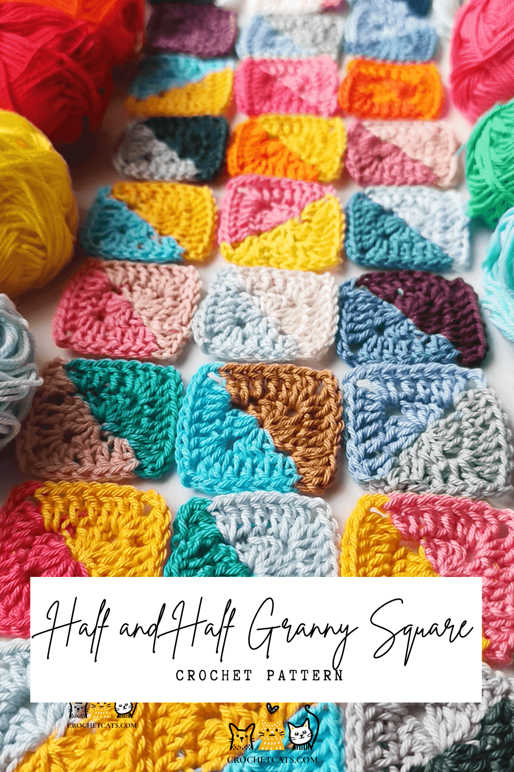 Half and Half Granny Square Crochet Pattern