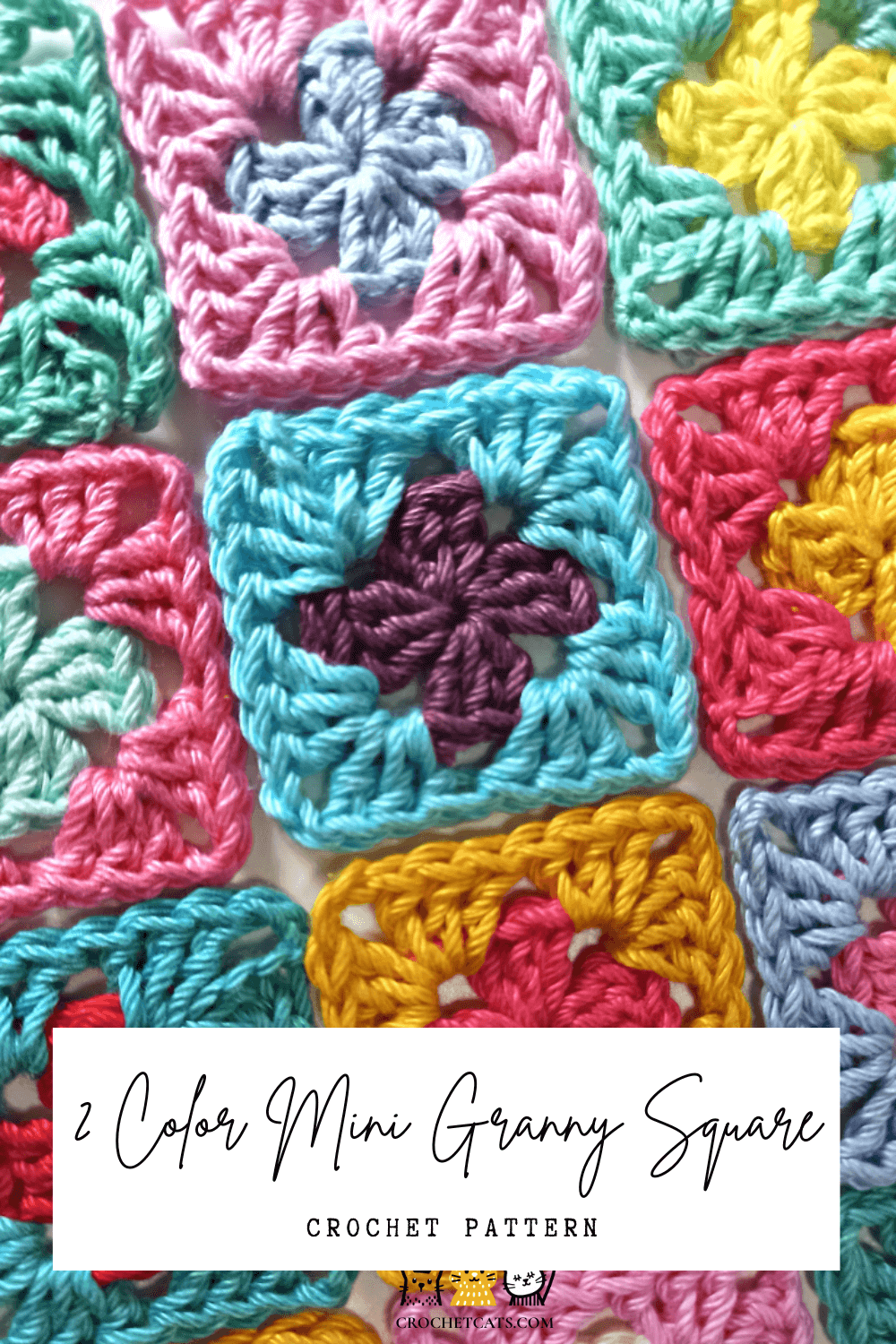 Two-Color Mini Granny Square Crochet Pattern