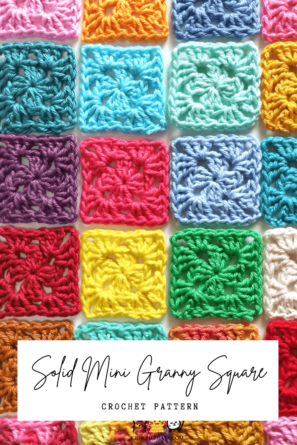 Solid Mini Granny Square Crochet Pattern