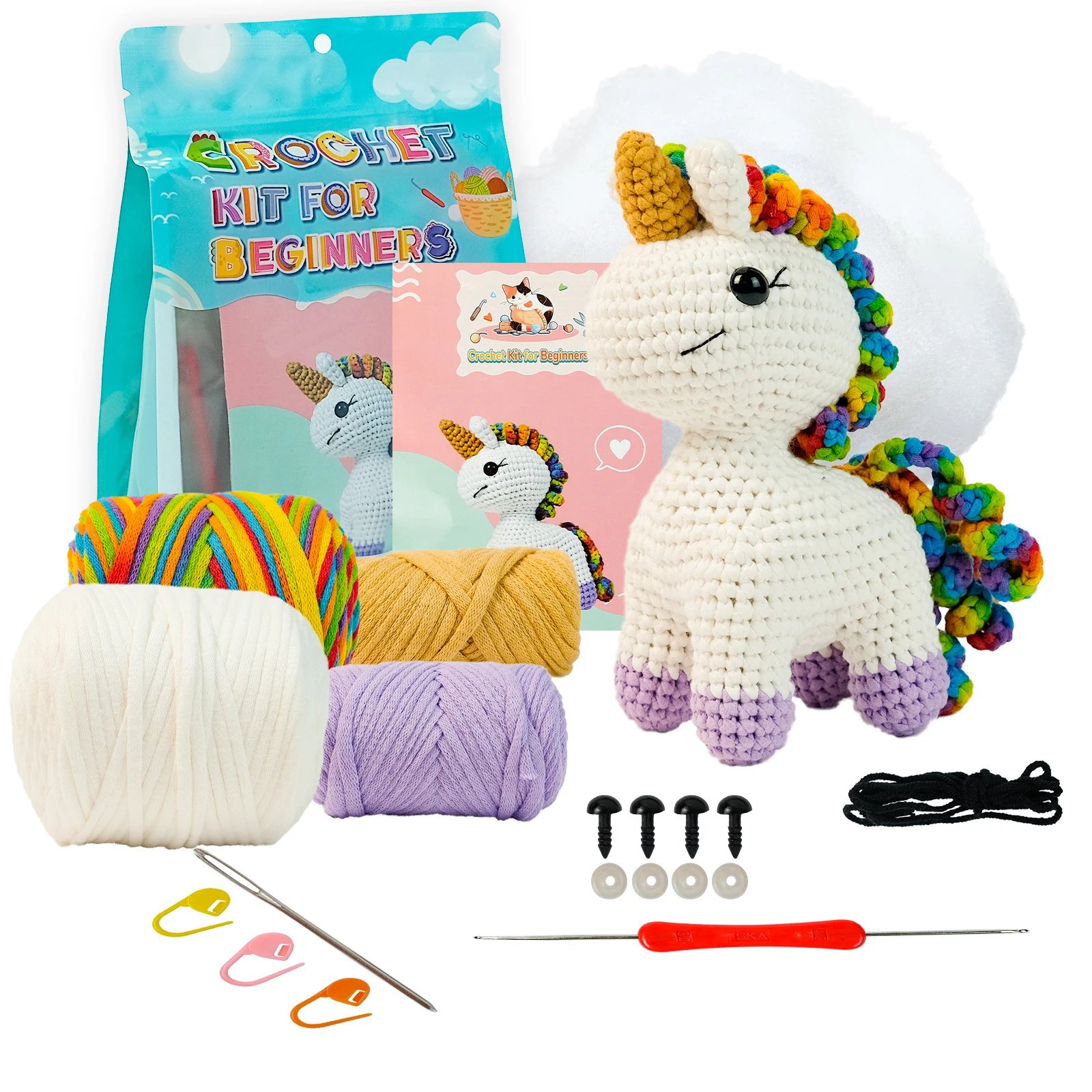 Unicorn Amigurumi Beginner Crochet Kit With Video Tutorial & All Materials - Image 2